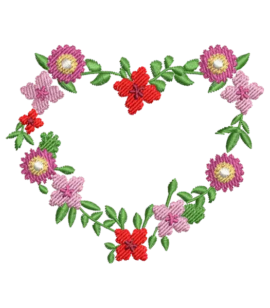 Matriz de Bordado Coracao de Flores